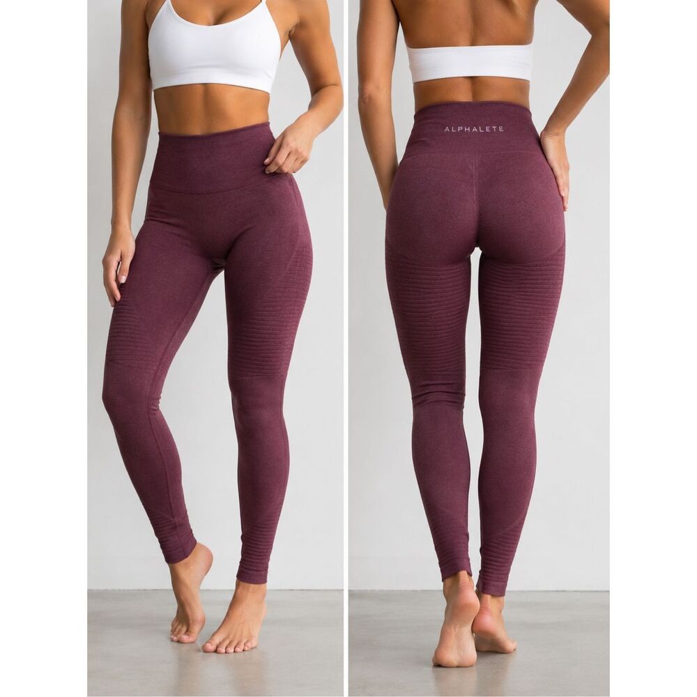 Alphalete Seamless High Waisted Leggings Purple Mauve Size Small